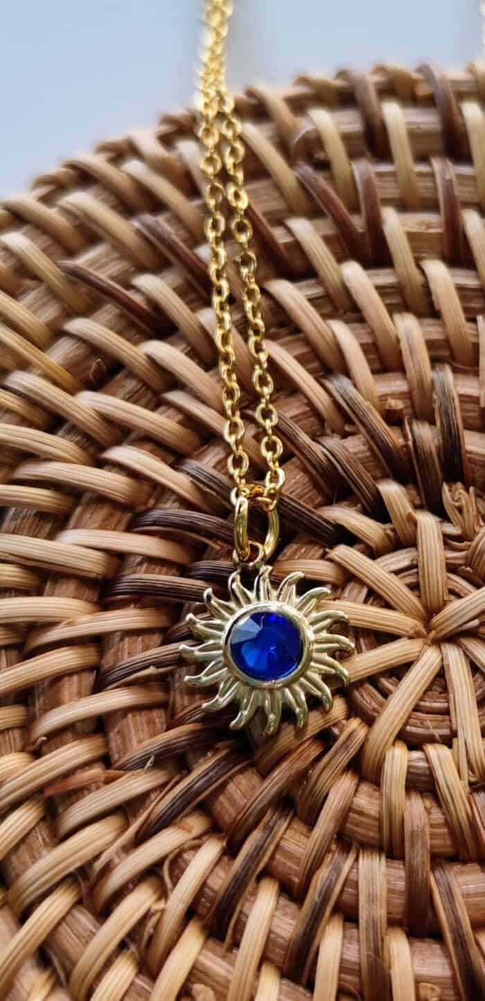 IMG_20220723_112253~22 Ατσάλινο κολιέ ήλιος με μπλε στρας - Image 1