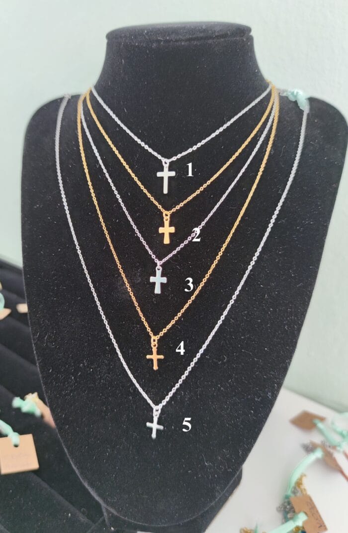 Ατσάλινο κολιέ με σταυρό - Image 2