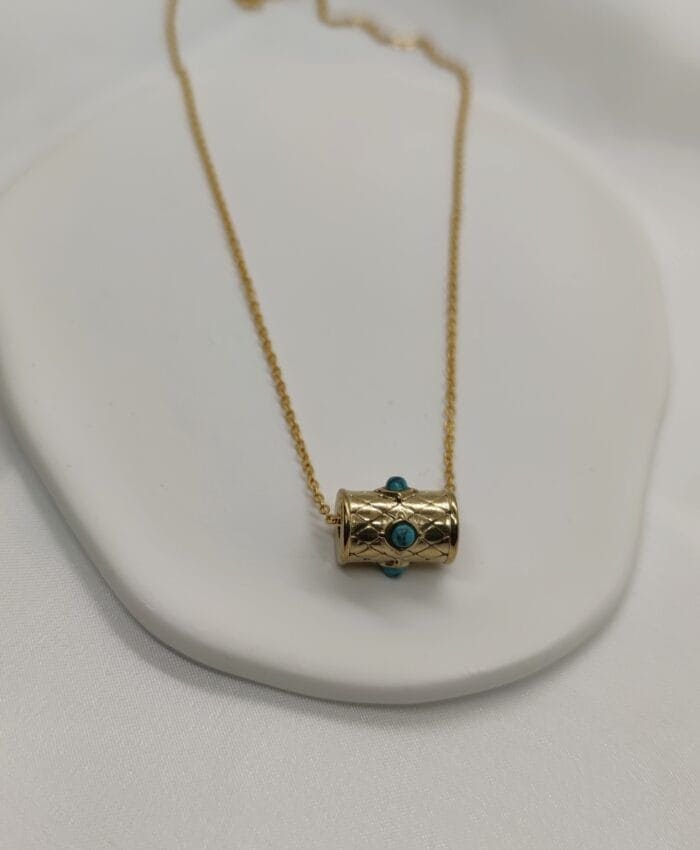 Ατσάλινο κολιέ με ημιπολύτιμους λίθους - Image 1