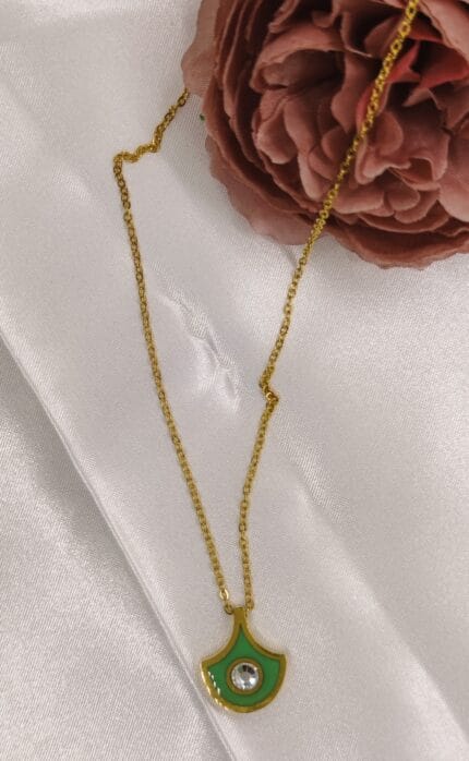 Ατσάλινο κολιέ με διάφανο στρας