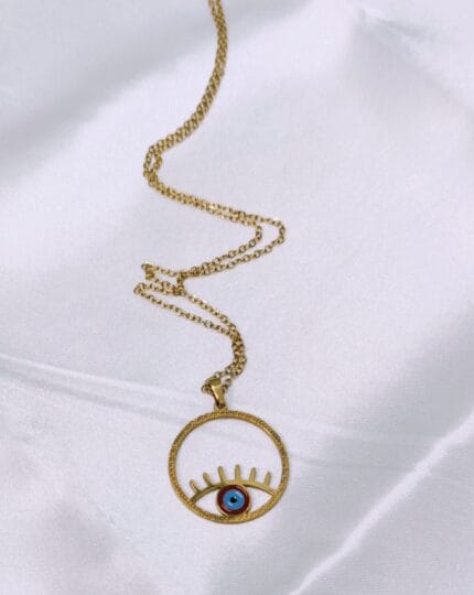 Ατσάλινο κολιέ με στρόγγυλο μάτι