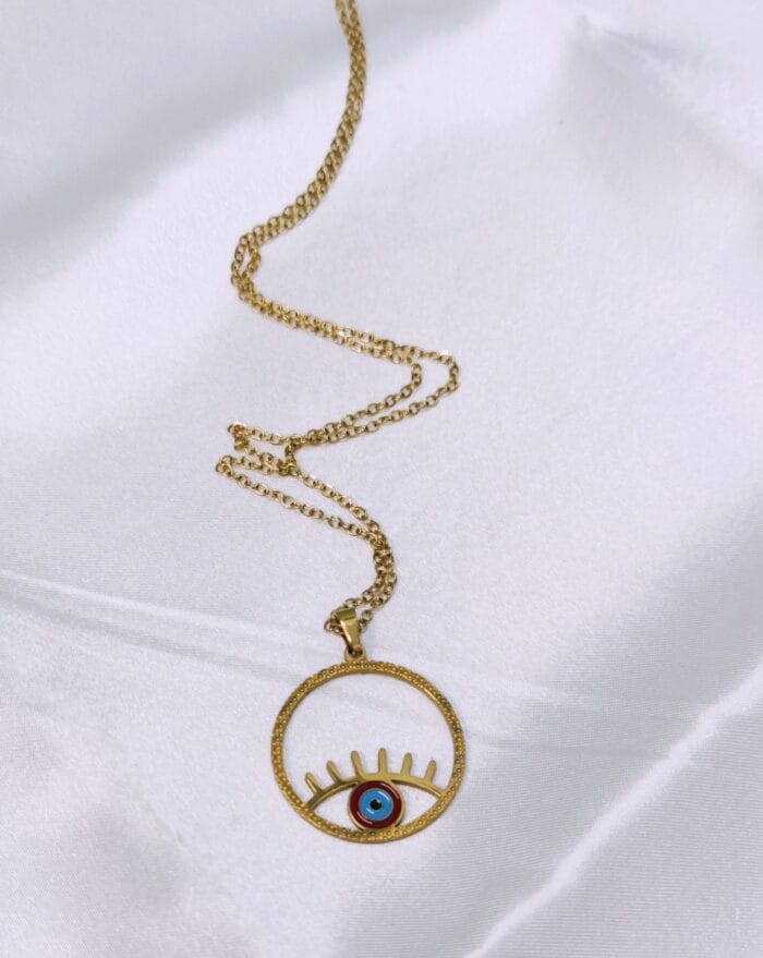 Ατσάλινο κολιέ με στρόγγυλο μάτι - Image 1