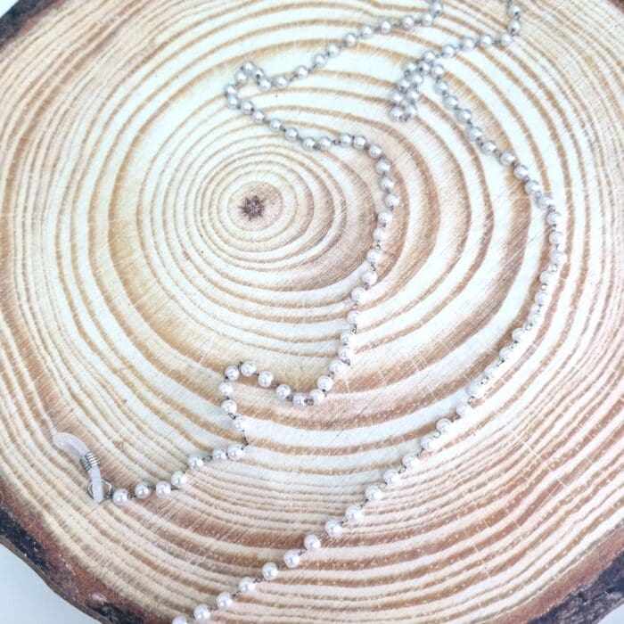 ΑΓ27 Αλυσίδα Γυαλιών - Ατσάλινη ασημί με πέρλες - Image 1