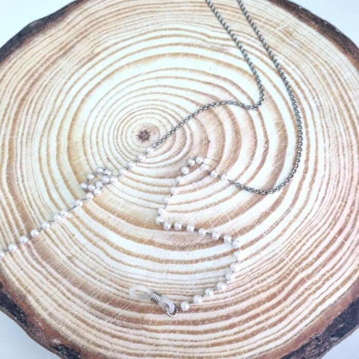 ΑΓ29 Αλυσίδα Γυαλιών - Ατσάλινη ασημί με πέρλες - Image 1