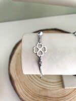 Ατσάλινο βραχιόλι με τριφύλλι και μάτι