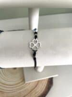 Ατσάλινο βραχιόλι με τριφύλλι και μάτι - Image 2