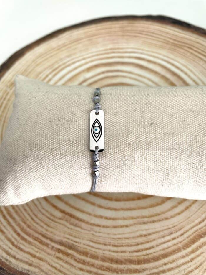 Ατσάλινο βραχιόλι ταυτότητα με μάτι - Image 2