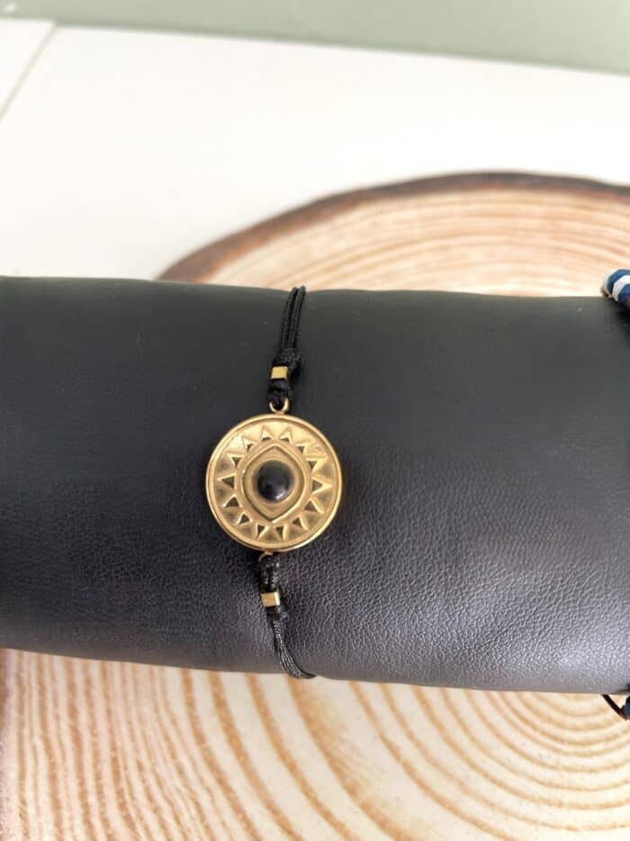 Β27 Ατσάλινο βραχιόλι με χρυσό μάτι - Image 1