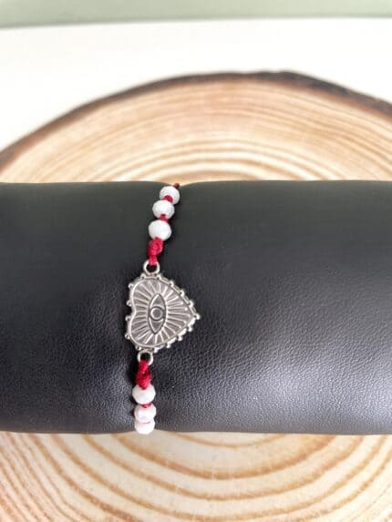 Βραχιόλι με ατσάλινη καρδιά με μάτι