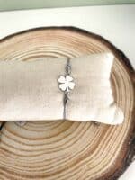 Ατσάλινο βραχιόλι με ασημί τριφύλλι - Image 3