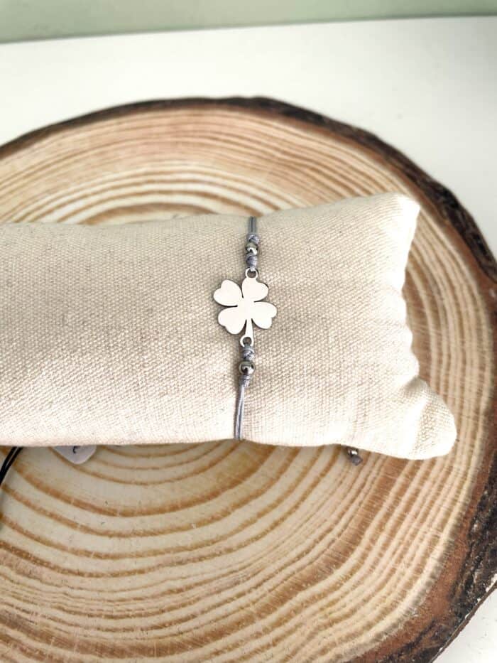 Ατσάλινο βραχιόλι με ασημί τριφύλλι - Image 3