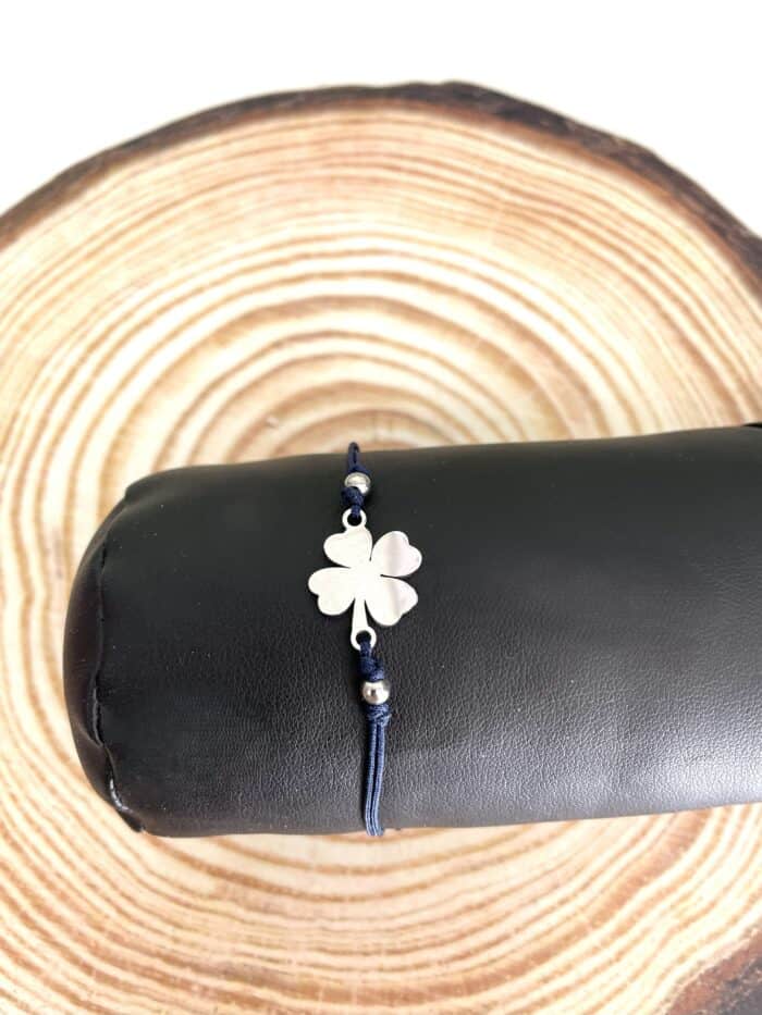 Ατσάλινο βραχιόλι με ασημί τριφύλλι - Image 1