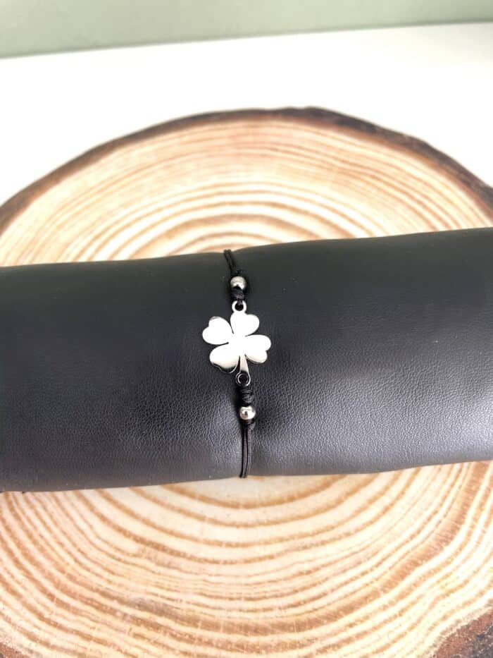 Ατσάλινο βραχιόλι με ασημί τριφύλλι - Image 2