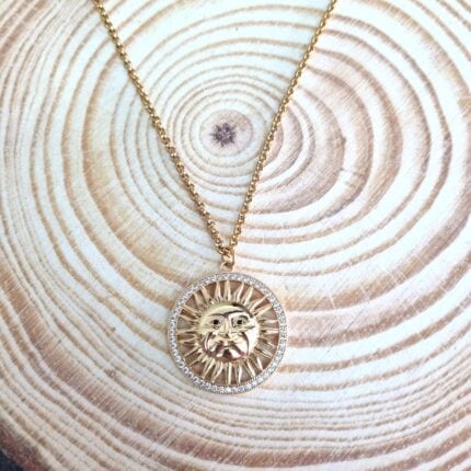 Κολιέ ήλιος με διάφανα ζιργκόν