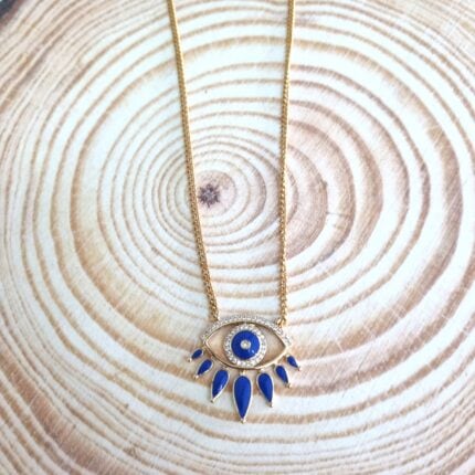 Κολιέ μάτι μπλε με διάφανα ζιργκόν