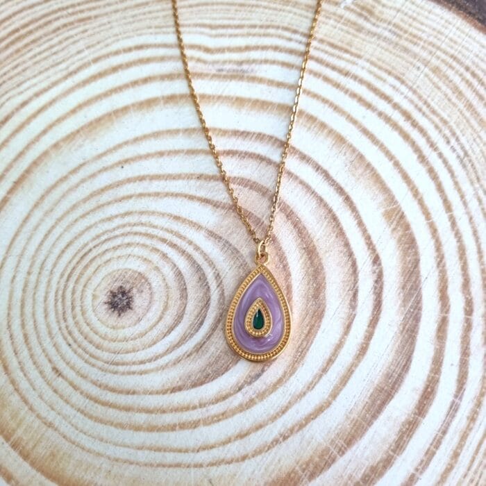 Κολιέ δάκρυ με δίχρωμο σμάλτο - Image 6