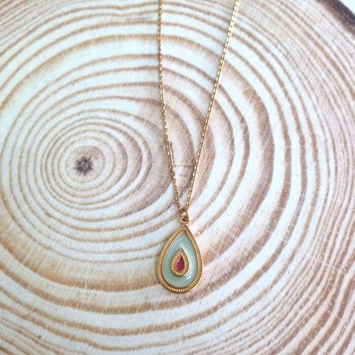 Κολιέ δάκρυ με δίχρωμο σμάλτο - Image 5