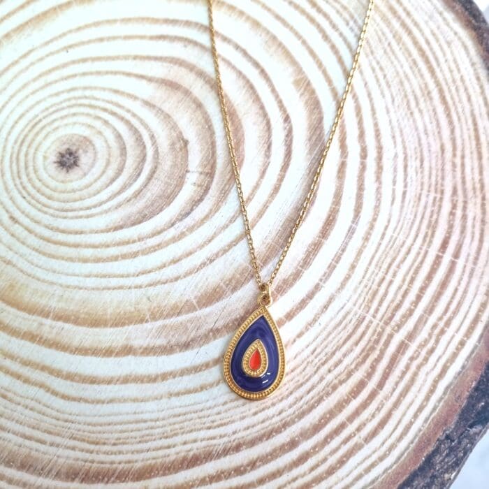 Κολιέ δάκρυ με δίχρωμο σμάλτο - Image 4