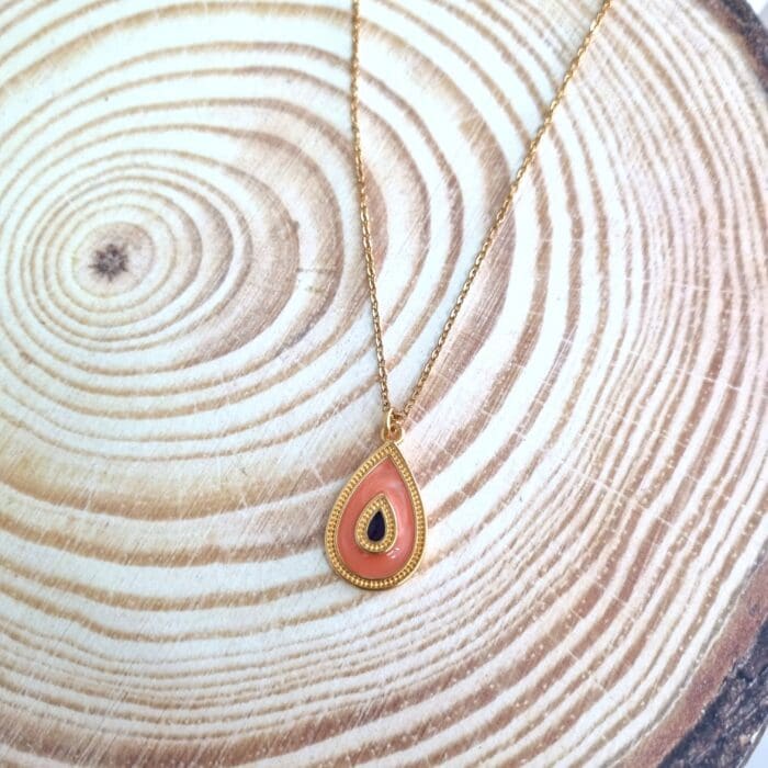 Κολιέ δάκρυ με δίχρωμο σμάλτο - Image 3