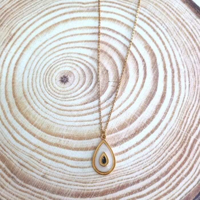 Κ117 Κολιέ δάκρυ με δίχρωμο σμάλτο - Image 1