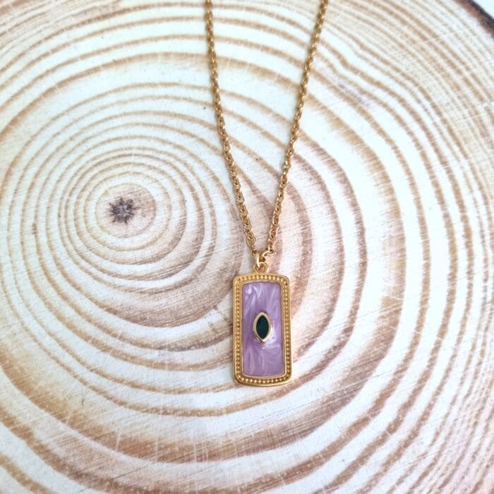 Κ118 Κολιέ με ορθογώνιο στοιχείο με δίχρωμο σμάλτο - Image 1