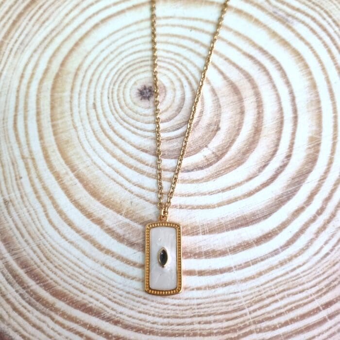 Κολιέ με ορθογώνιο στοιχείο με δίχρωμο σμάλτο - Image 3