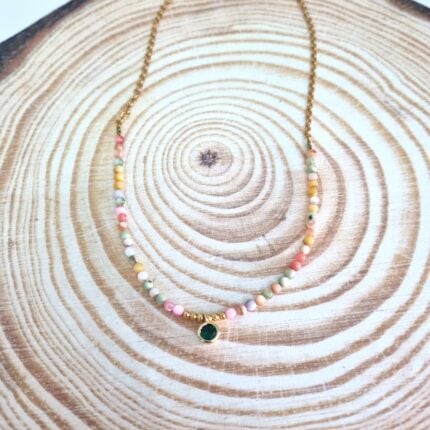 Κολιέ με πράσινο στρας