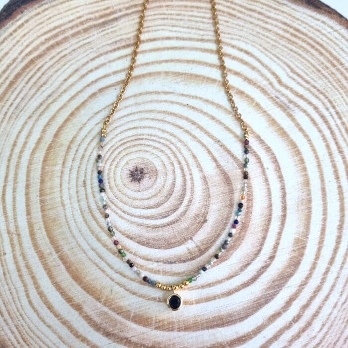 Κ132 Κολιέ με μπλε στρας - Image 1