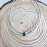 Κολιέ με πέρλες και στρας