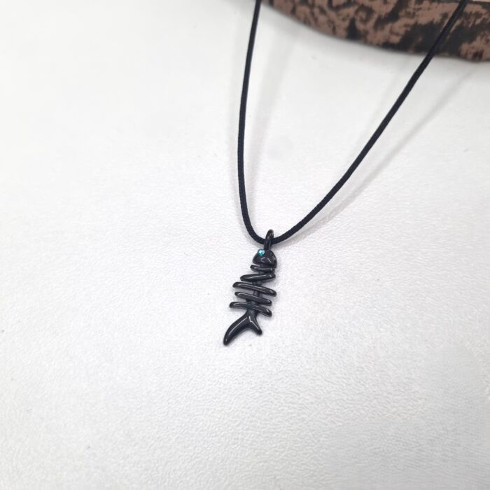 Ατσάλινο κολιέ με ψαροκόκκαλο - Image 2