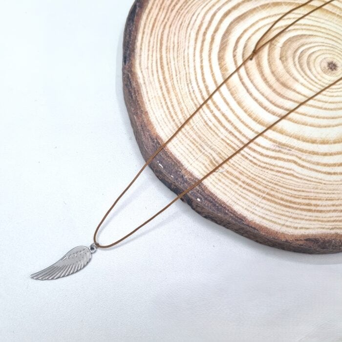 Ατσάλινο κολιέ με φτερό - Image 3