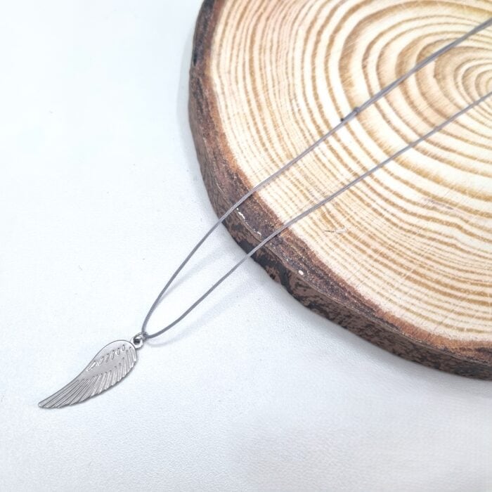 Ατσάλινο κολιέ με φτερό - Image 2