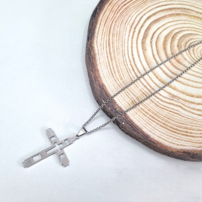 Κ194 Ατσάλινο κολιέ με μεγάλο σταυρό - Image 1