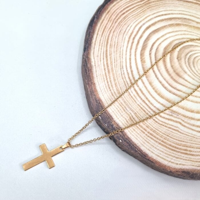 Κ195 Ατσάλινο κολίε με μεγάλο σταυρό - Image 1