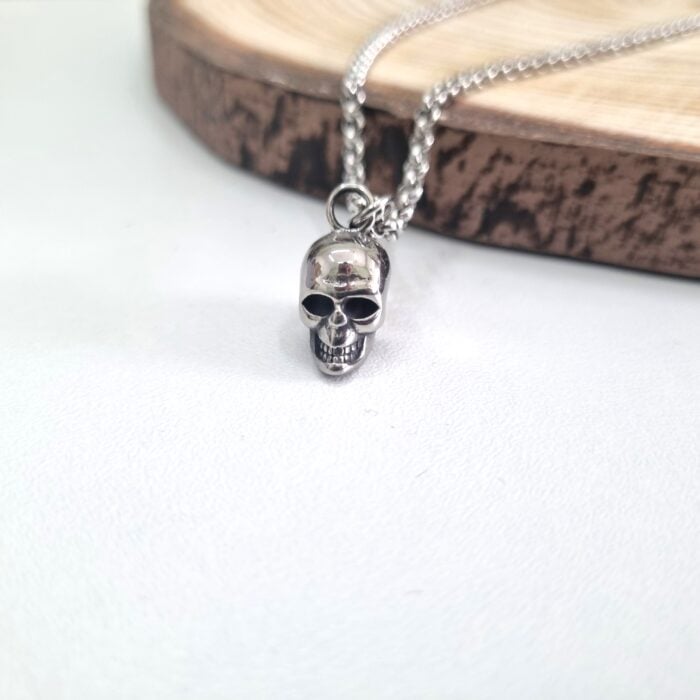 Ατσάλινο κολιέ με νεκροκεφαλή - Image 2