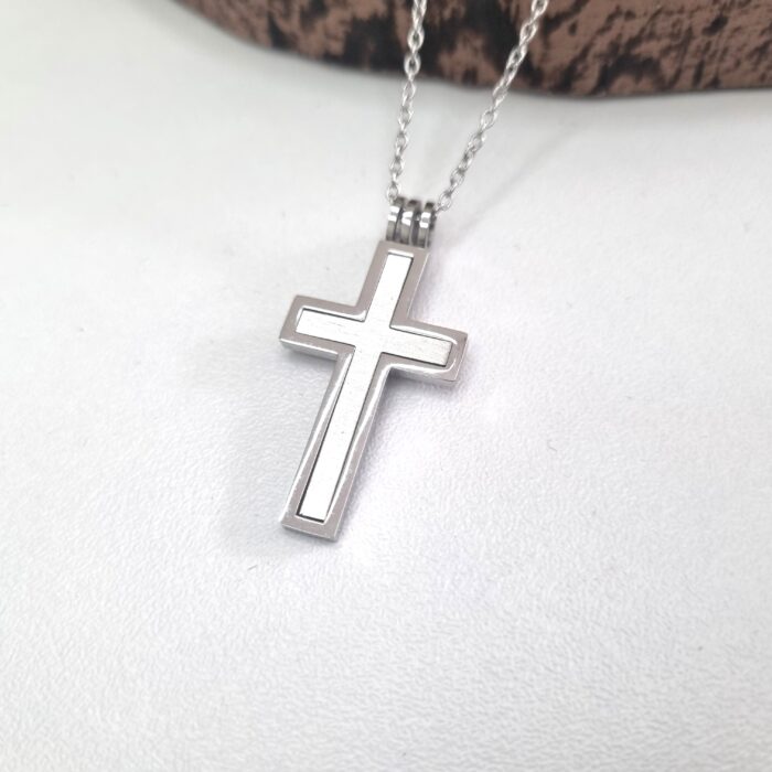 Ατσάλινο κολιέ με σταυρό - Image 2