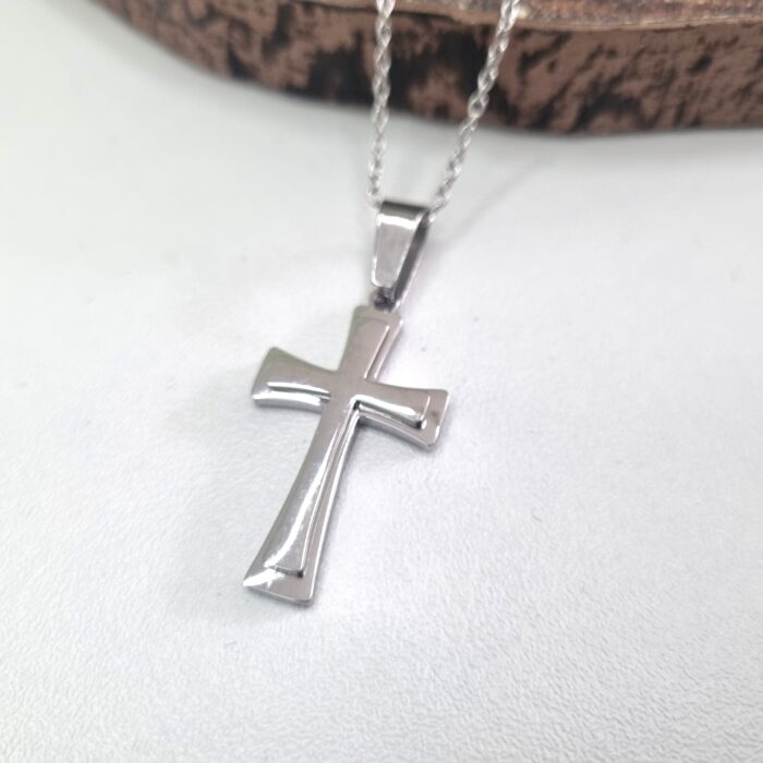 Ατσάλινο κολιέ με σταυρό - Image 2