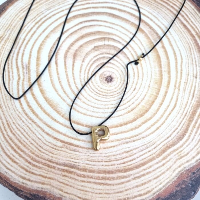 Μακρύ κολιέ με ατσάλινο μονόγραμμα Ρ - Image 2