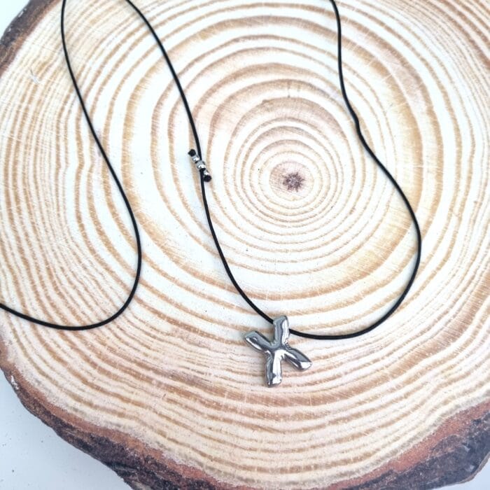 Μακρύ κολιέ με ατσάλινο μονόγραμμα Χ - Image 2