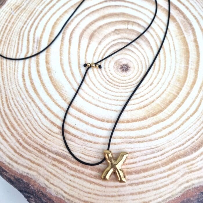 Κ30 Μακρύ κολιέ με ατσάλινο μονόγραμμα Χ - Image 1