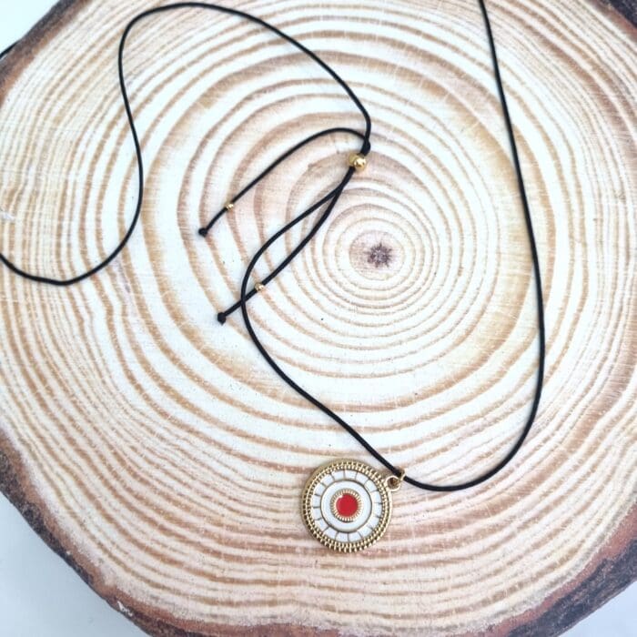 Κ67 Μακρύ κολιέ με ατσάλινο στρόγγυλο στοιχείο - Image 1