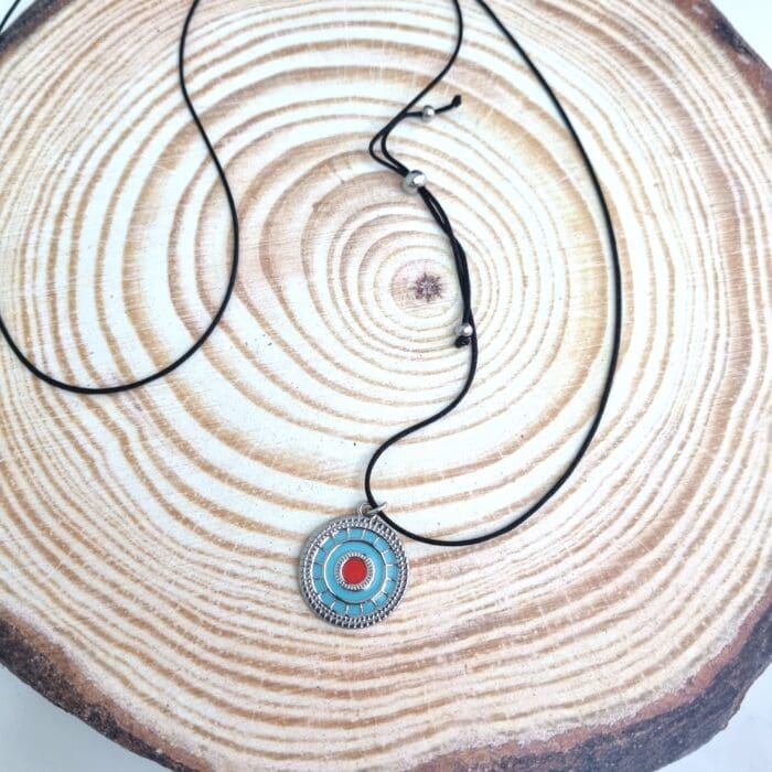 Κ68 Μακρύ κολιέ με ατσάλινο στρόγγυλο στοιχείο - Image 1