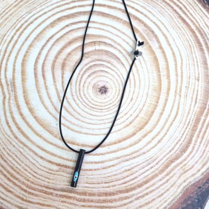 Κ70 Μακρύ κολιέ με ατσάλινη μαύρη ράβδο με μάτι - Image 1