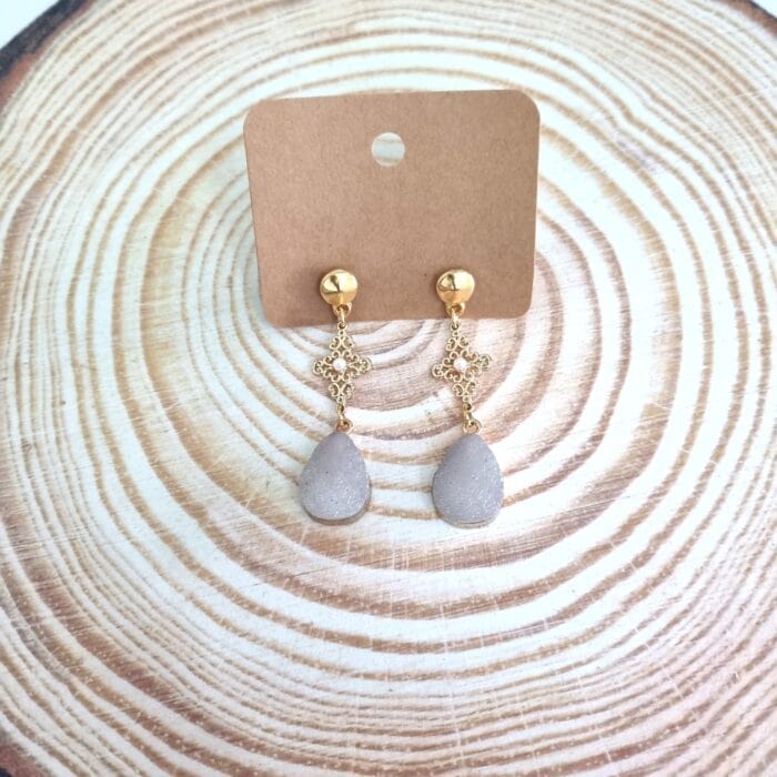 Κρεμαστά σκουλαρίκια με εφέ πέτρας - Image 1