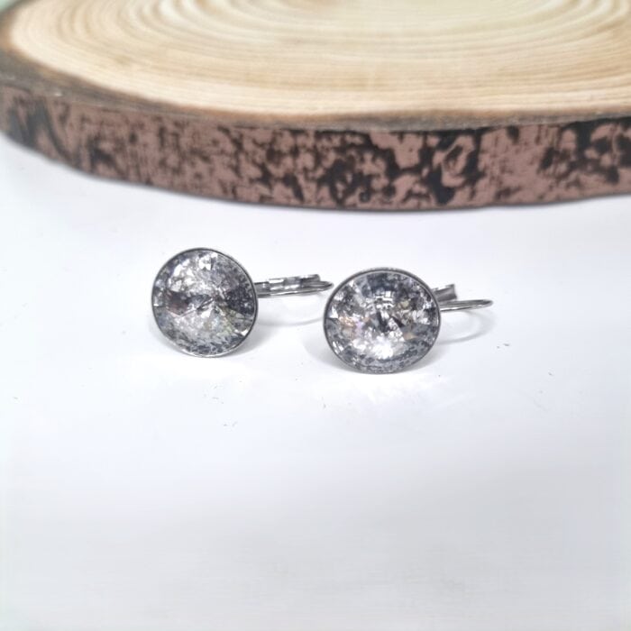 Ατσάλινα σκουλαρίκια με στρόγγυλα κρύσταλλα - Image 1