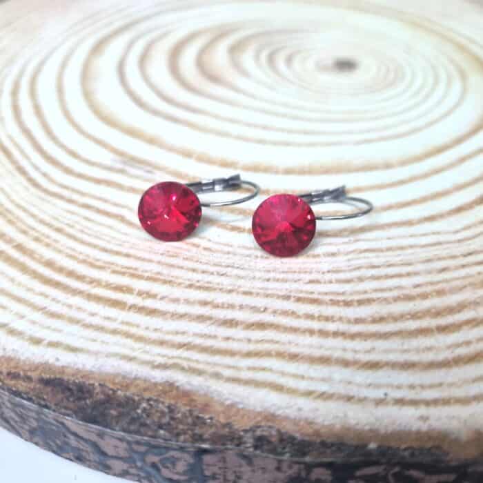 Ατσάλινα σκουλαρίκια με στρόγγυλα κρύσταλλα - Image 4