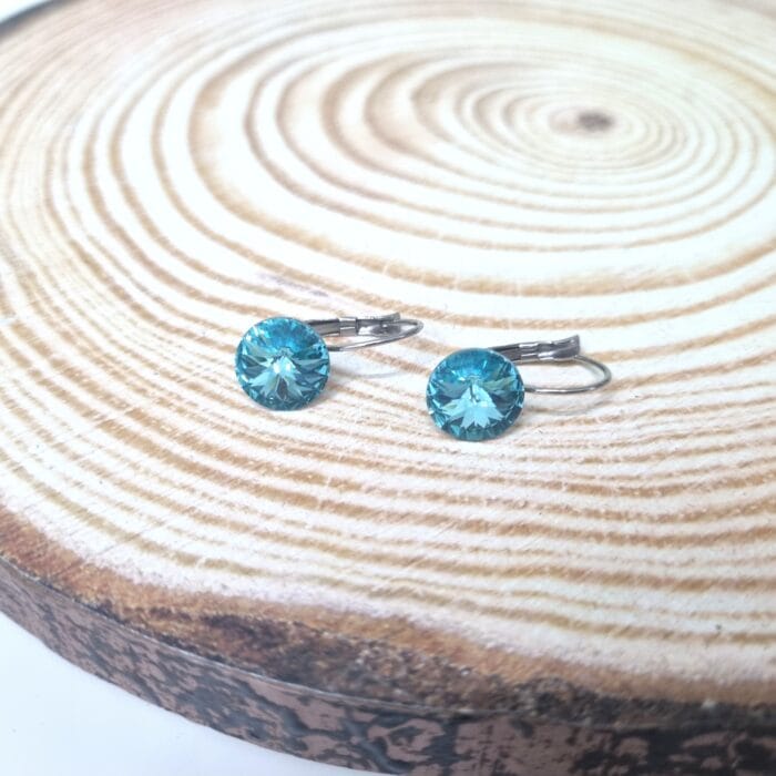 Ατσάλινα σκουλαρίκια με στρόγγυλα κρύσταλλα - Image 3