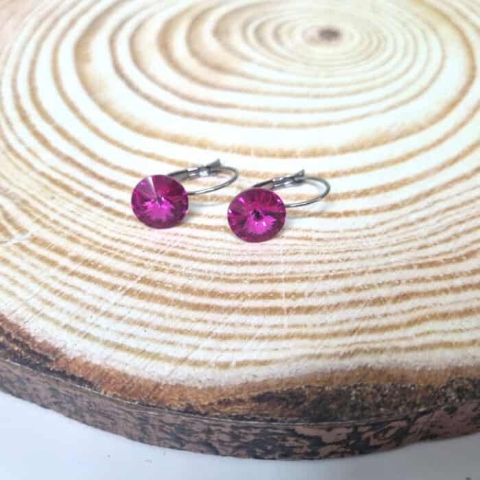 Σ114 Ατσάλινα σκουλαρίκια με στρόγγυλα κρύσταλλα - Image 1