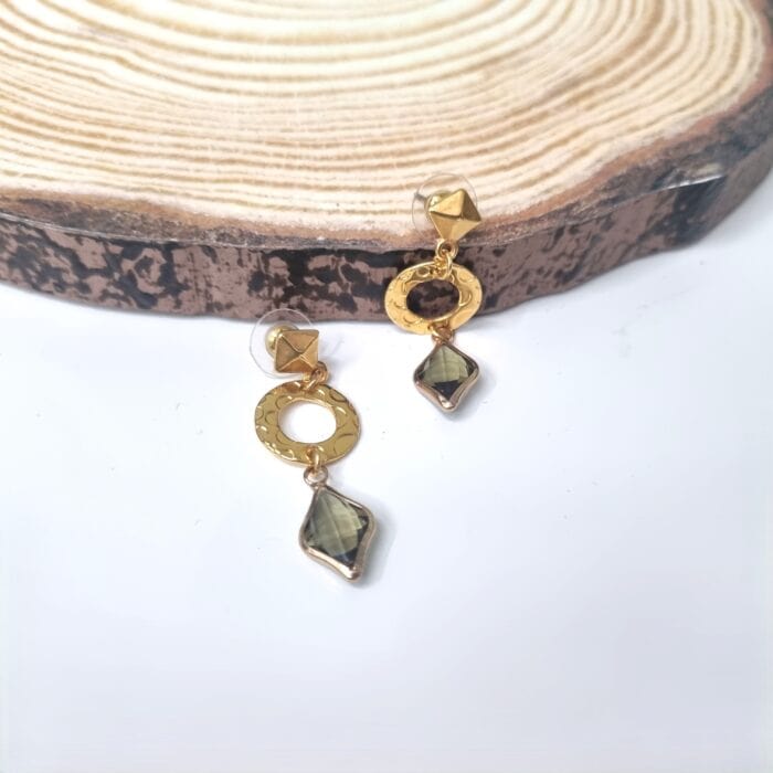 Κρεμαστά σκουλαρίκια με κρύσταλλα ρόμβος - Image 3