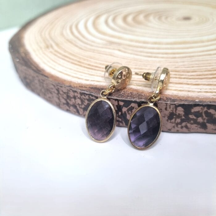 Κρεμαστά σκουλαρίκια οβάλ κρύσταλλα - Image 2